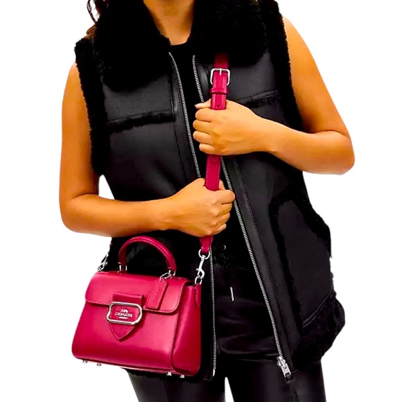 COACH Morgan Top Handle Satchel Bag, Silver/Bright Violet, NWT - Picture 4 of 6